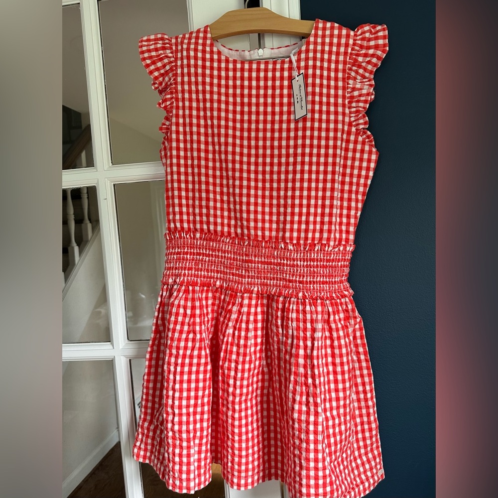 NWT Tartine et Chocolat Gingham Cotton Dress in Poppy (red), Size 14